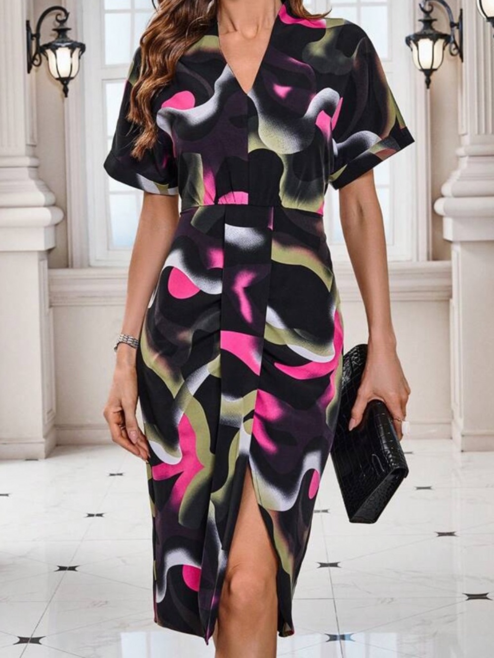 Colorful Abstract Midi Dress